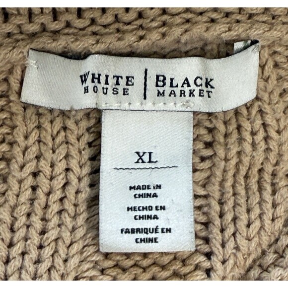 Women’s Beige Cable Knit Cowl Neck Chunky Sweater Minimalist Comfy Winter Sz XL - Picture 5 of 9